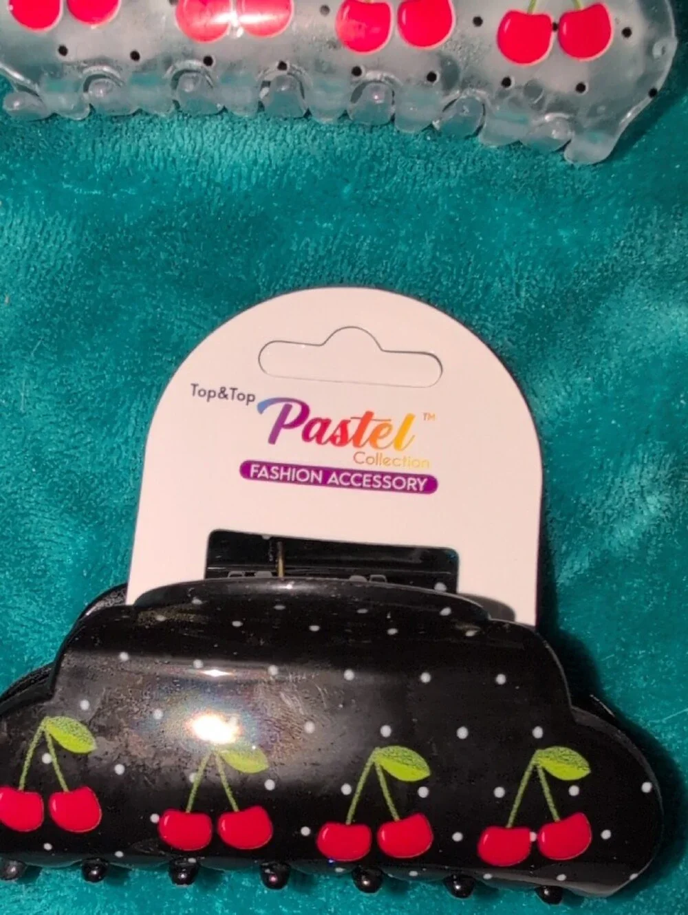 Pastels  Cherry Hair Claw Clips - Pink, Black, White, Clear- Pick Your Color